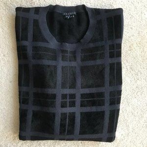 Men's Theory Black Check Crewneck Sweater M